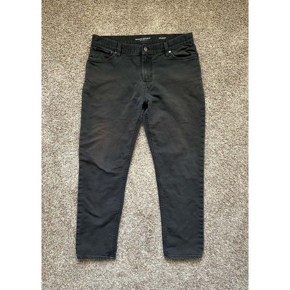 Banana Republic Traveler Slim Fit Pants Mens 35x30 Dark Gray Faded Black Stretch